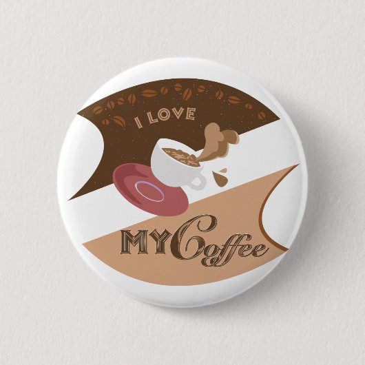 I Liebe Mein Kaffee Retro Java Button (Vorderseite)