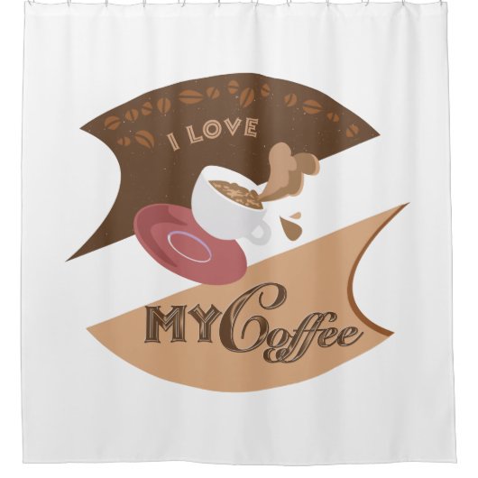 I Liebe Mein Kaffee Retro Java Duschvorhang (Vorderseite)
