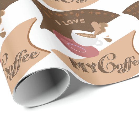 I Liebe Mein Kaffee Retro Java Geschenkpapier (Rolleneckpunkt)