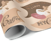 I Liebe Mein Kaffee Retro Java Geschenkpapier (Rolleneckpunkt)