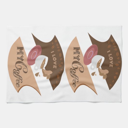 I Liebe Mein Kaffee Retro Java Geschirrtuch (Horizontal)