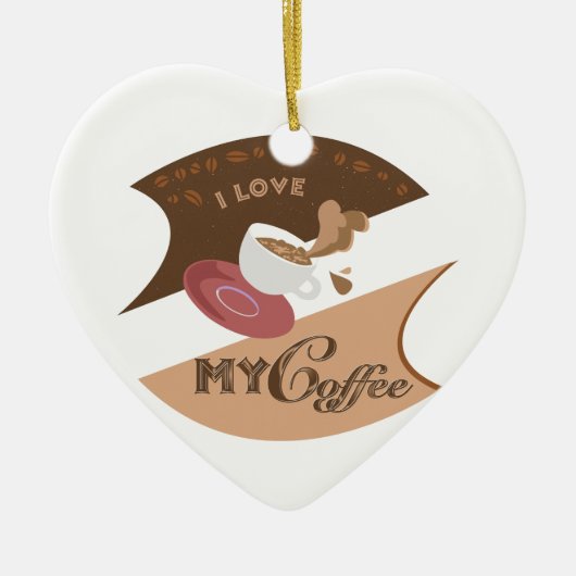 I Liebe Mein Kaffee Retro Java Keramikornament (Vorne)