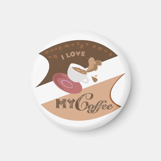 I Liebe Mein Kaffee Retro Java Magnet (Vorne)