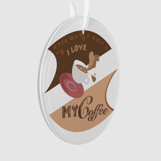 I Liebe Mein Kaffee Retro Java Ornament (Vorderseite)