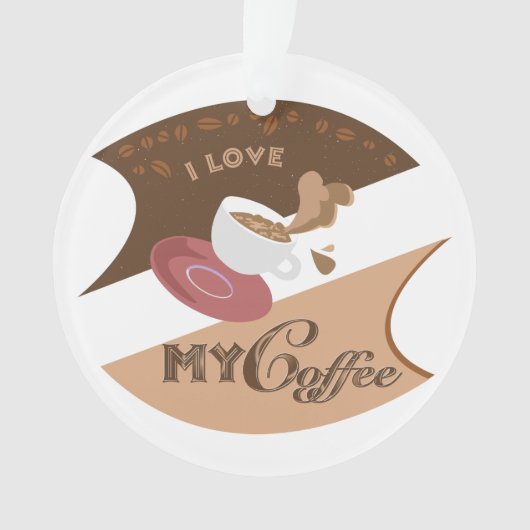 I Liebe Mein Kaffee Retro Java Ornament (Vorderseite)