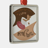 I Liebe Mein Kaffee Retro Java Ornament Aus Metall (Rechts)