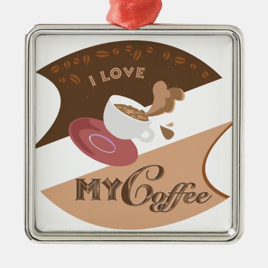I Liebe Mein Kaffee Retro Java Ornament Aus Metall (Vorne)