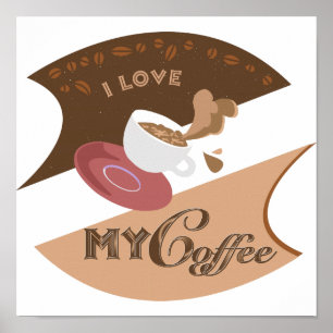 I Liebe Mein Kaffee Retro Java Poster