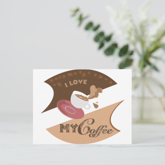 I Liebe Mein Kaffee Retro Java Postkarte (Stehend Vorderseite)