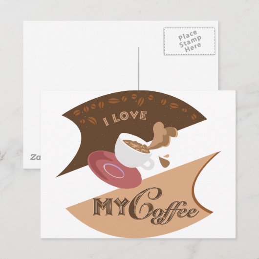 I Liebe Mein Kaffee Retro Java Postkarte (Vorne/Hinten)