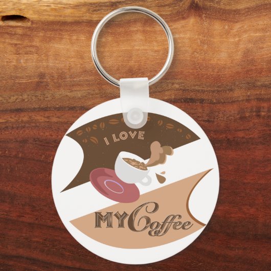 I Liebe Mein Kaffee Retro Java Schlüsselanhänger (Rückseite)