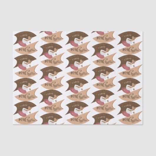 I Liebe Mein Kaffee Retro Java Seidenpapier (Vorderseite)