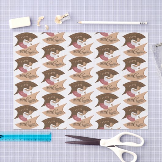 I Liebe Mein Kaffee Retro Java Seidenpapier (Handwerk)