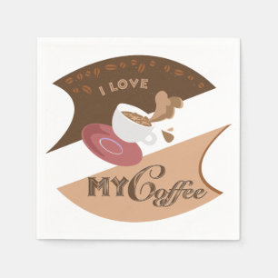 I Liebe Mein Kaffee Retro Java Serviette