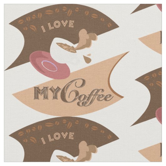 I Liebe Mein Kaffee Retro Java Stoff (Nahaufnahme)