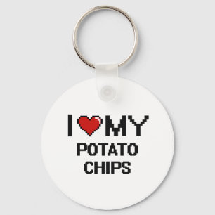 I Liebe mein Kartoffelchip-Digital-Entwurf Schlüsselanhänger