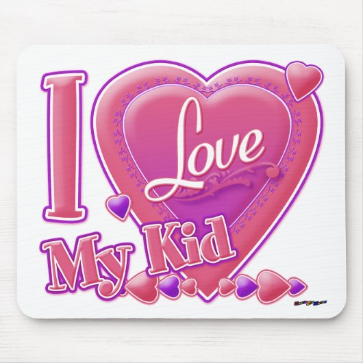 I Liebe Mein Kind rosa/lila - Herz Mousepad (Vorne)