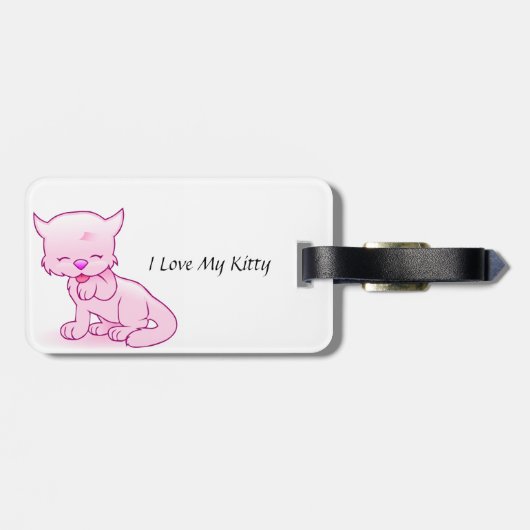 I Liebe mein Kitty-Gepäck-Umbau mit ledernem Bügel Gepäckanhänger (Rückseite horizontal)