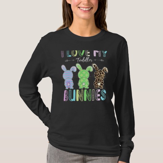 I Liebe Mein Kleinkind Bunnies Lehrer Leopard Oste T-Shirt (Vorderseite)