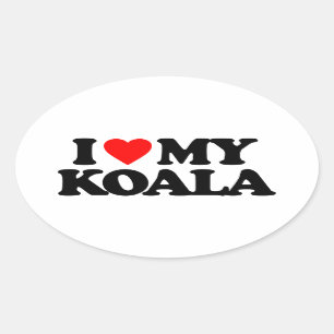 I LIEBE MEIN KOALA OVALER AUFKLEBER