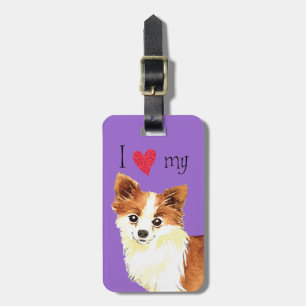 I Liebe mein langer MantelChihuahua Gepäckanhänger