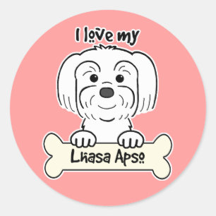 I Liebe mein Lhasa Apso Runder Aufkleber