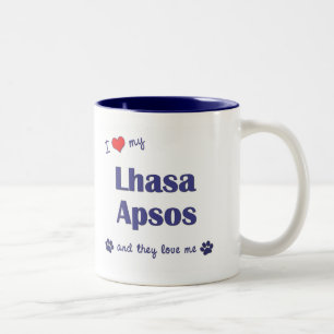 I Liebe mein Lhasa Apsos (mehrfache Hunde) Zweifarbige Tasse
