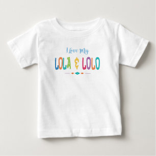 I Liebe mein Lola u. Lolo MehrfarbenSchriftart Baby T-shirt
