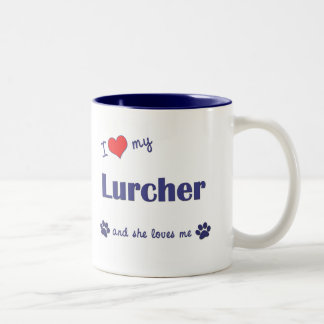 I Liebe mein Lurcher (weiblicher Hund) Zweifarbige Tasse