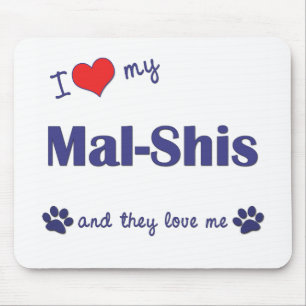 I Liebe mein Mal-Shis (mehrfache Hunde) Mousepad