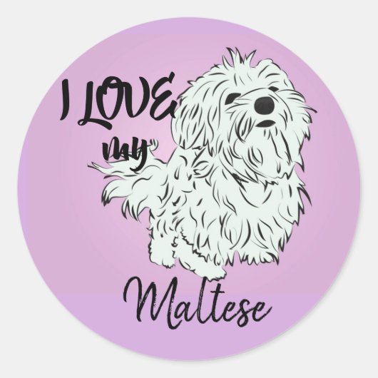 I Liebe mein Maltesisch Runder Aufkleber (Vorderseite)