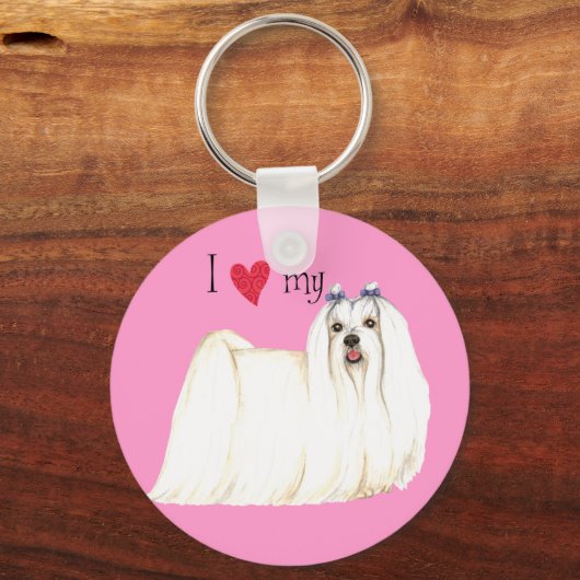 I Liebe mein Maltesisch Schlüsselanhänger (Vorderseite)