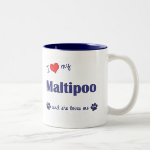 I Liebe mein Maltipoo (weiblicher Hund) Zweifarbige Tasse