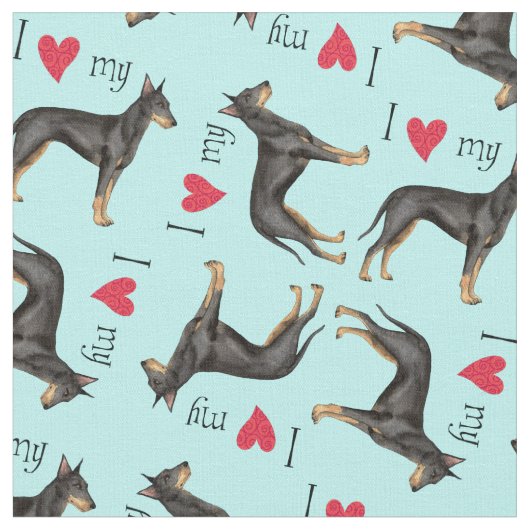 I Liebe mein Manchester-Terrier Stoff (Nahaufnahme)