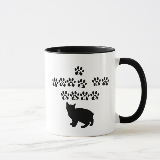 I Liebe mein Manx--Schwarzer Text Tasse (Rechts)