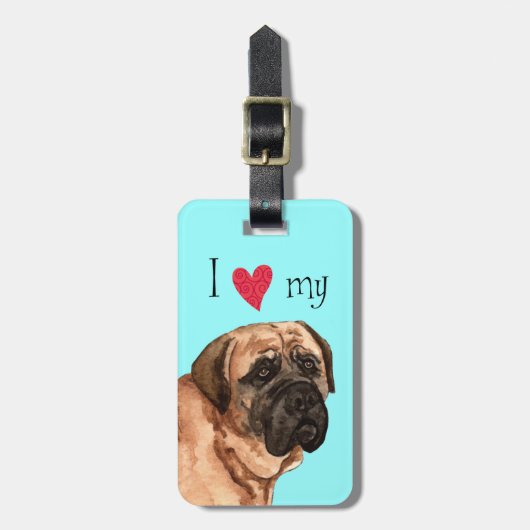 I Liebe mein Mastiff Gepäckanhänger (Vorderseite vertikal)