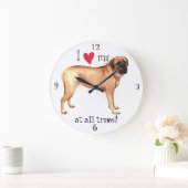 I Liebe mein Mastiff Große Wanduhr (Zuhause)
