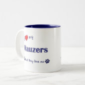 I Liebe mein Mauzers (mehrfache Hunde) Zweifarbige Tasse (Vorderseite Links)