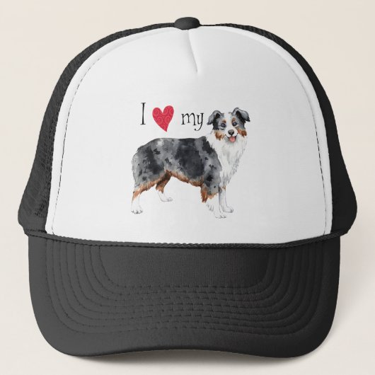 I Liebe mein mini amerikanischer Schäfer Truckerkappe (Vorderseite)