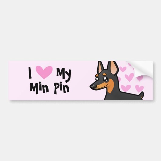 I Liebe mein MiniaturPinscher/Manchester-Terrier Autoaufkleber (Vorne)