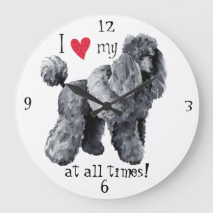 I Liebe mein Miniaturpudel Große Wanduhr