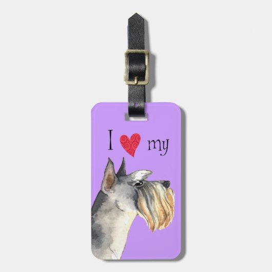 I Liebe mein MiniaturSchnauzer Gepäckanhänger (Vorderseite vertikal)