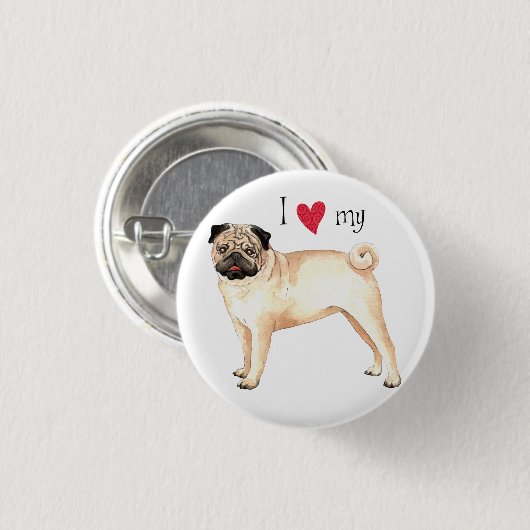 I Liebe mein Mops Button (Vorne & Hinten)