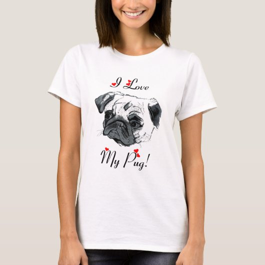I Liebe mein Mops! Niedlich T-Shirt (Vorderseite)