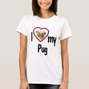 I Liebe Mein Mops - Niedlicher Foto mit rotem Herz T-Shirt