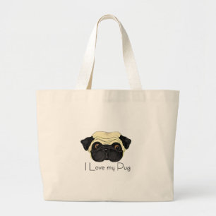 I Liebe Mein Mops Niedlicher Mops und Liebe Zitat Jumbo Stoffbeutel