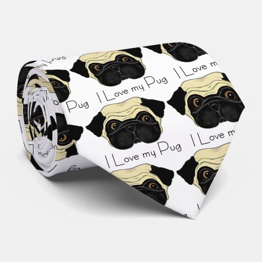 I Liebe Mein Mops Niedlicher Mops und Liebe Zitat Krawatte (Gerollt)