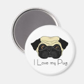 I Liebe Mein Mops Niedlicher Mops und Liebe Zitat Magnet (Vorderseite/Rückseite)