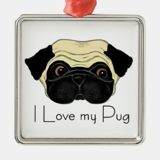 I Liebe Mein Mops Niedlicher Mops und Liebe Zitat Ornament Aus Metall
