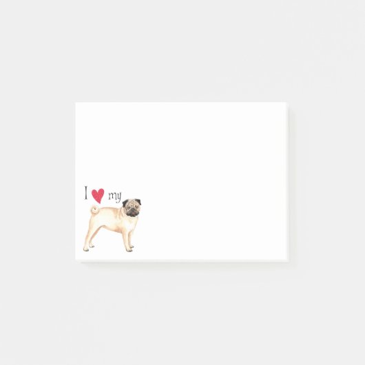 I Liebe mein Mops Post-it Klebezettel (Vorderseite)